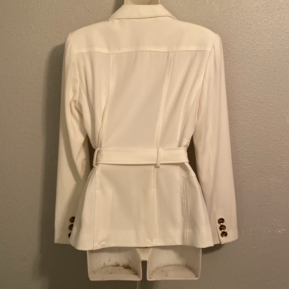 NWT Cache white stretch fitted tailored look belted blazer jacket 4 - Picture 7 of 10
